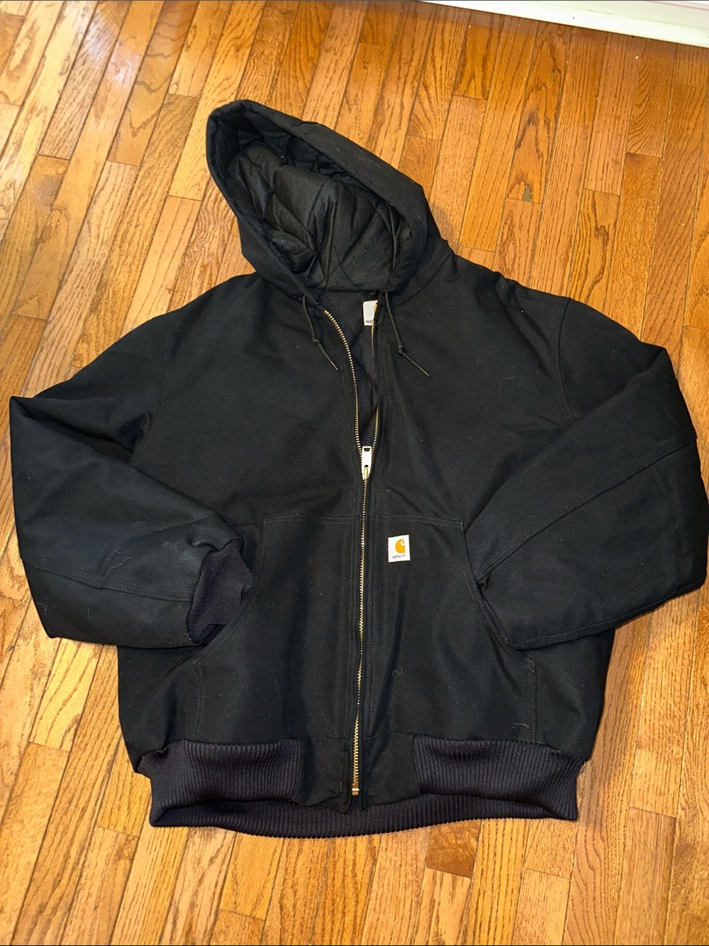 Carhartt Iconic J140 Black Hooded Insulated Quilted Work Jacket